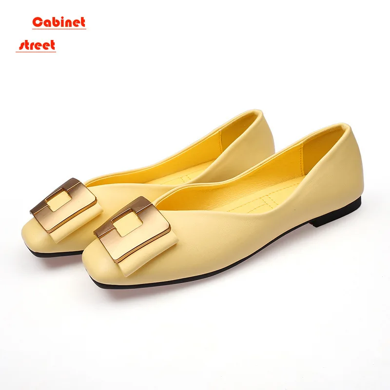 

New Single Square Head Bean 2024 Spring and Autumn Shallow Mouth Flat Bottom Women's Fashion Korean Grandmother Women Shoes