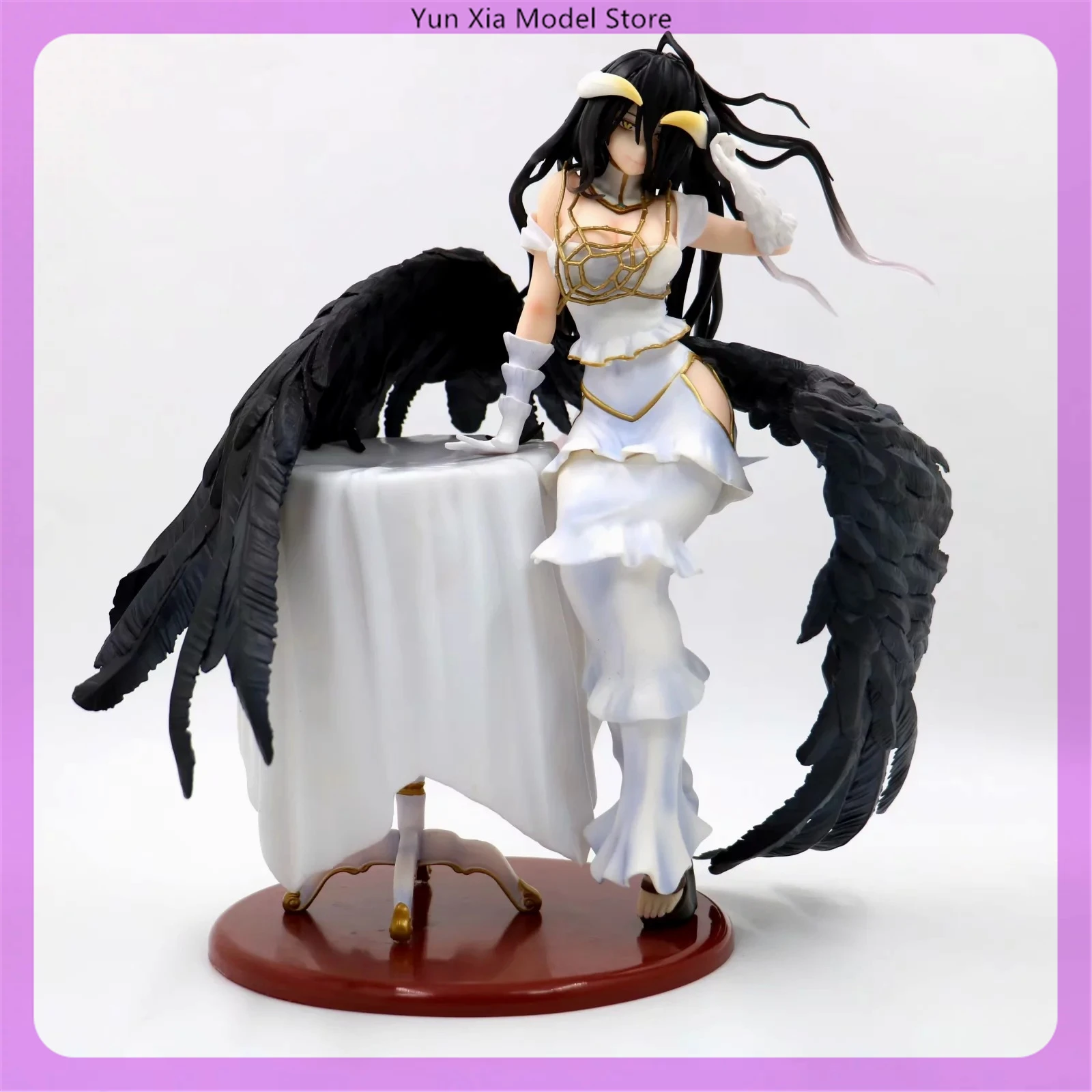 

28cm Overlord Albedo Leaning Against The Table Anime Girl Figure Model Statue Boys Collection Desktop Decoration Ornament Toys