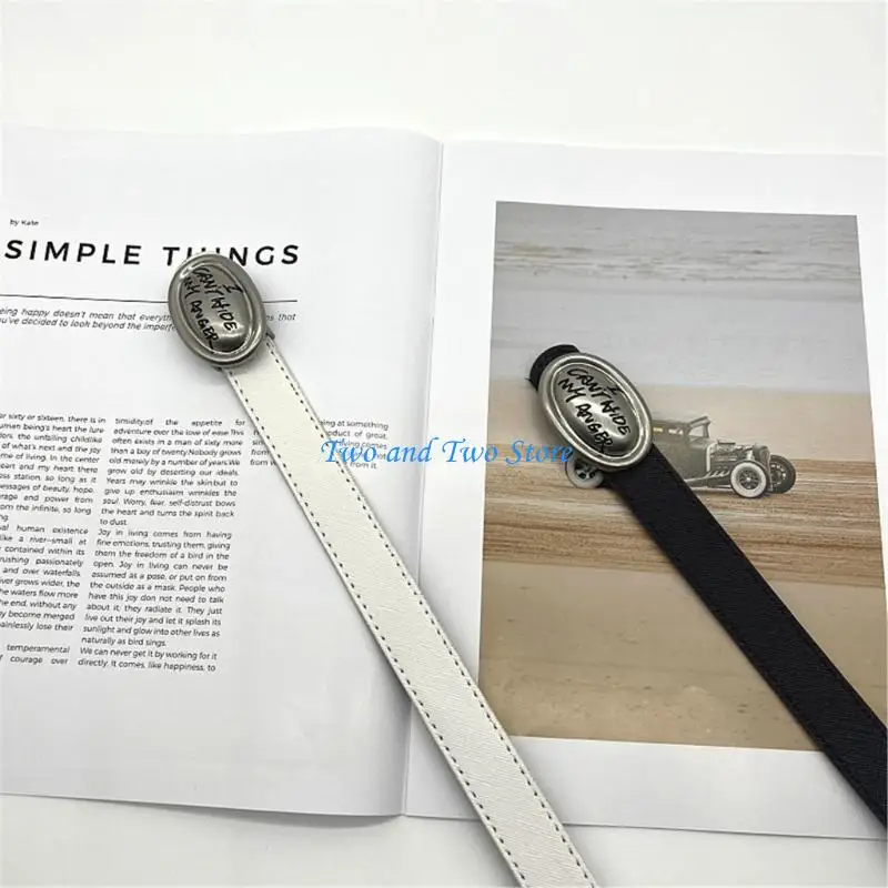 حزام خصر بإبزيم على شكل حرف منحوت HX6F حزام خصر قابل للتعديل للنساء معطف تنورة جينز