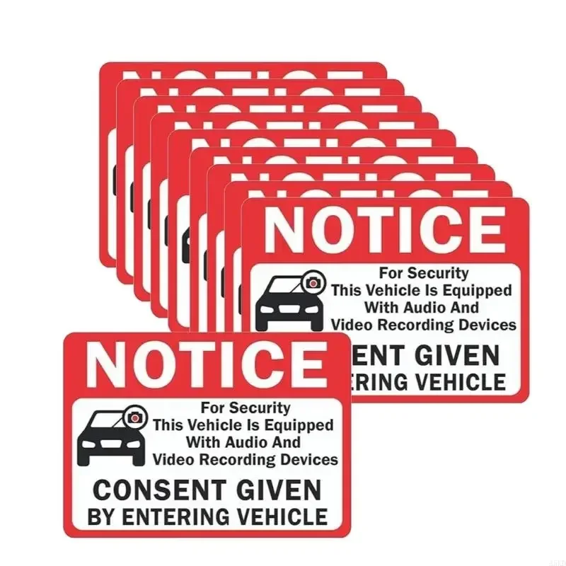 A5KD.10 Pack Stickers Notice Vehicle is Equipped With Audios And Video Recording Devices Consent By Entering Vehicle Sticker.