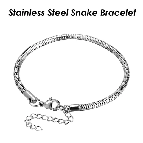 10 piezas pulsera de cadena de serpiente pulsera de acero inoxidable pulsera de serpiente al por mayor para mujeres o hombres