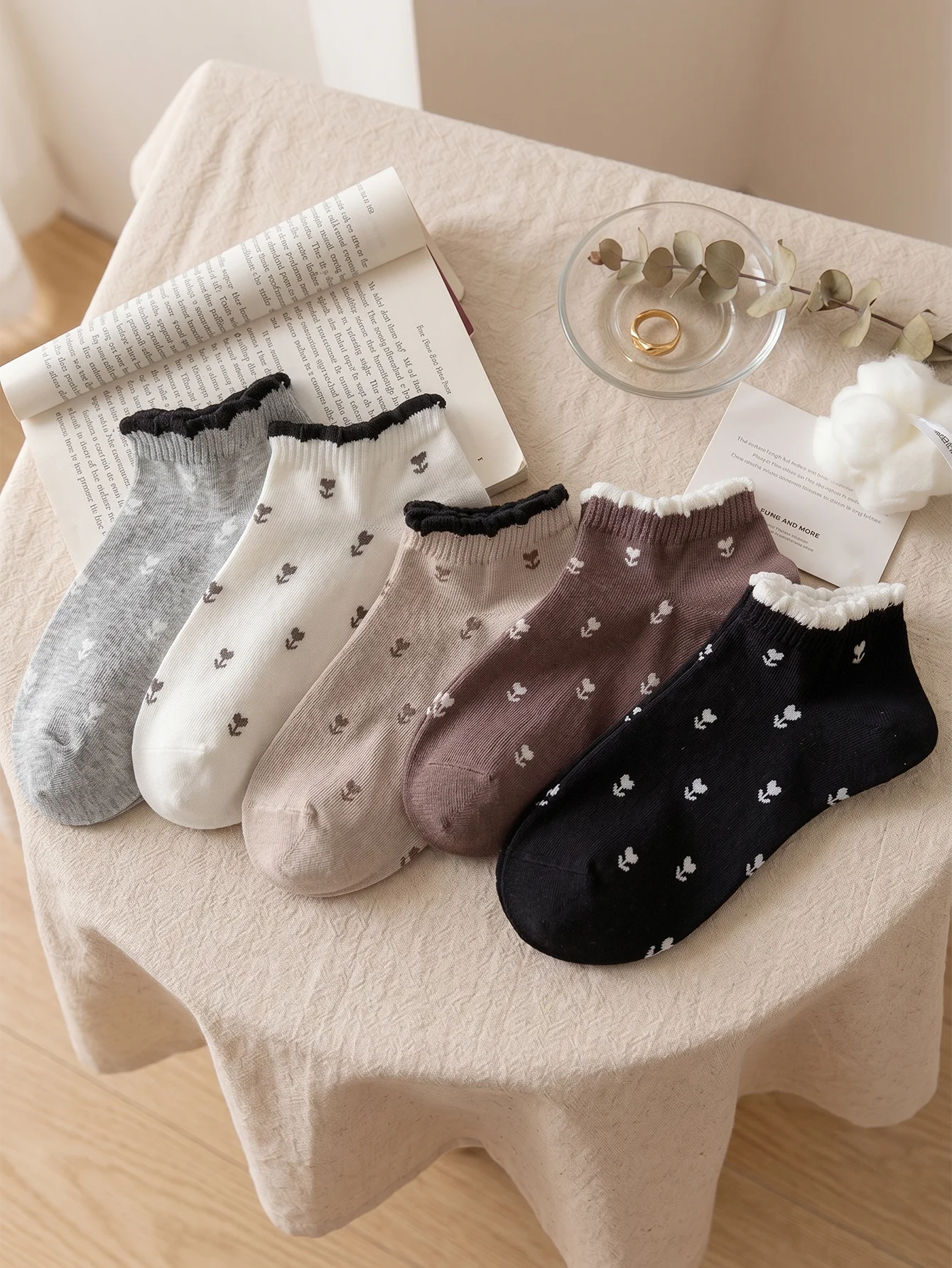 5 Pairs Women's Female Accsesories Socks Ankle Socks Boot  Cheap Sales Clothes Y2K Cute Sports Funny Shoes Gift