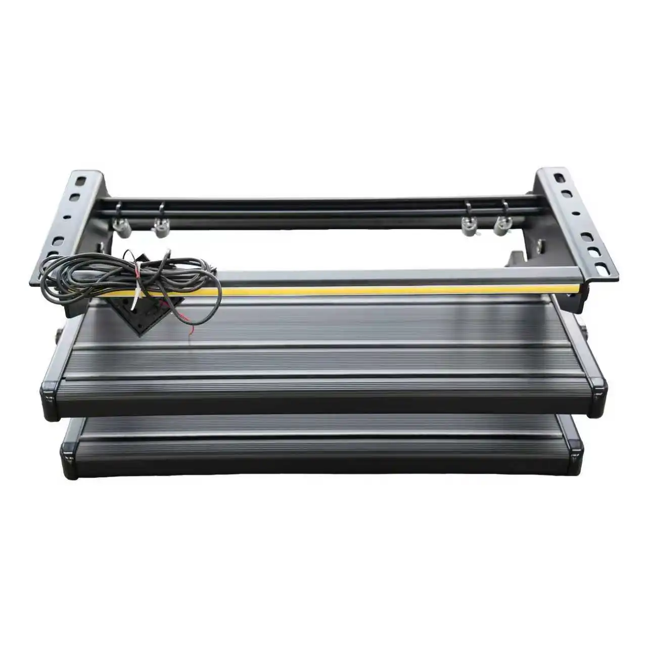 Customizable Black Silver Manual Foldable RV Caravan Camper Steps 12V LED Light Strip Retractable Aluminum Alloy 2 Step
