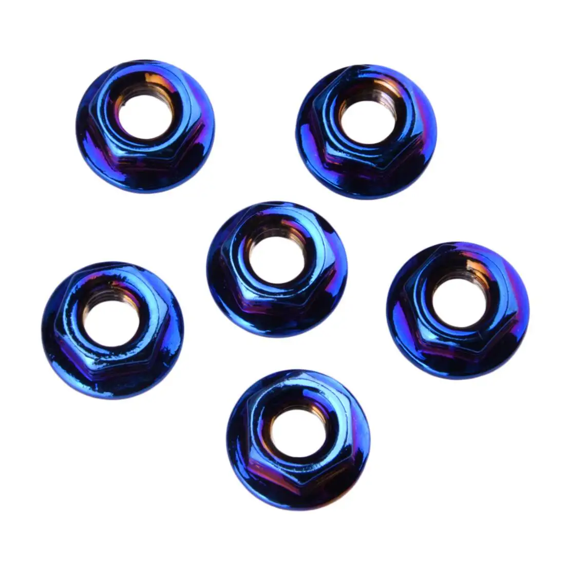 6Pcs Flange M8 Hex Nut Bolt Screw for Motorcycle Bicycle Blue