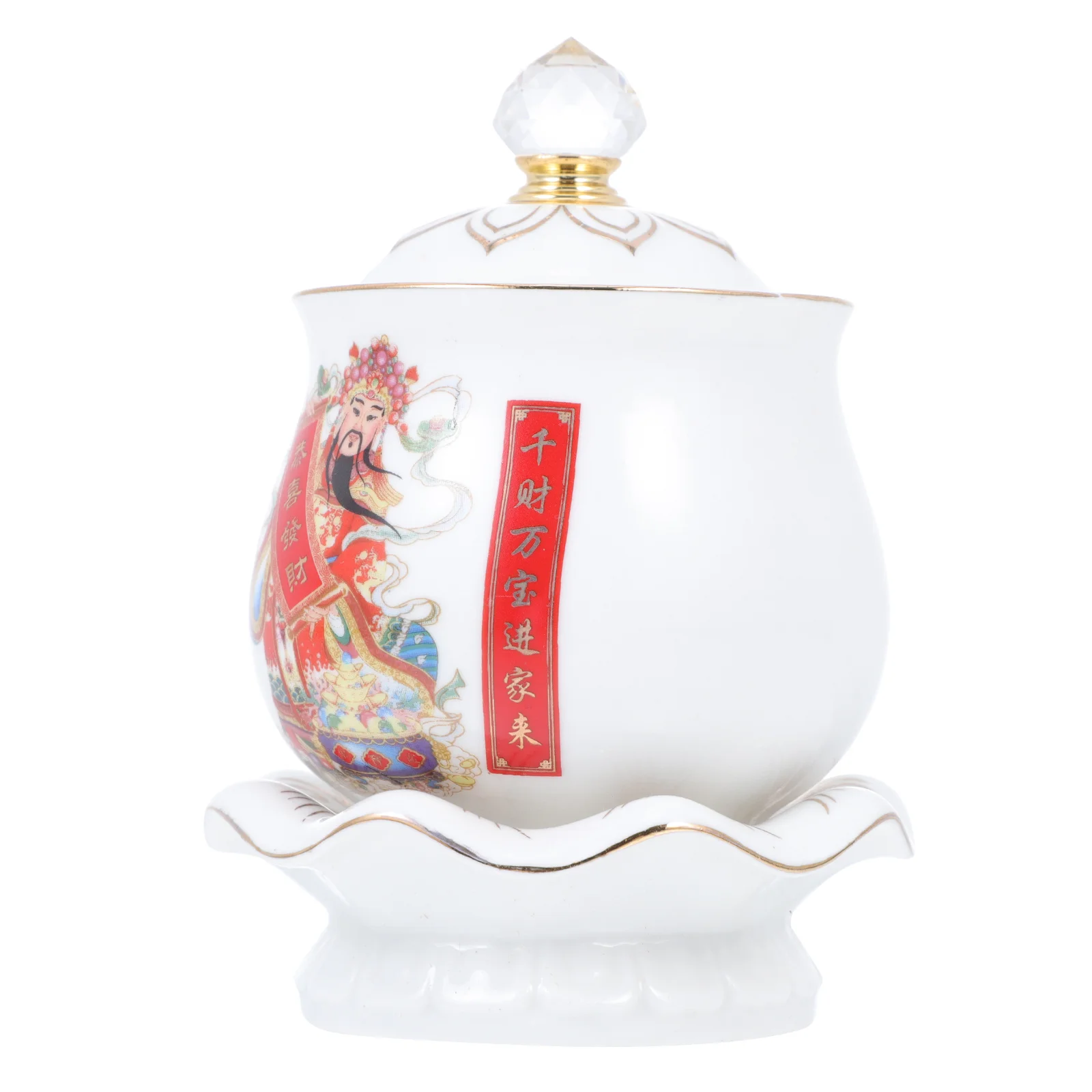 

Ceramic Cup Exquisite Buddha Theme Container Smooth Texture High-End Atmosphere Worship Supply