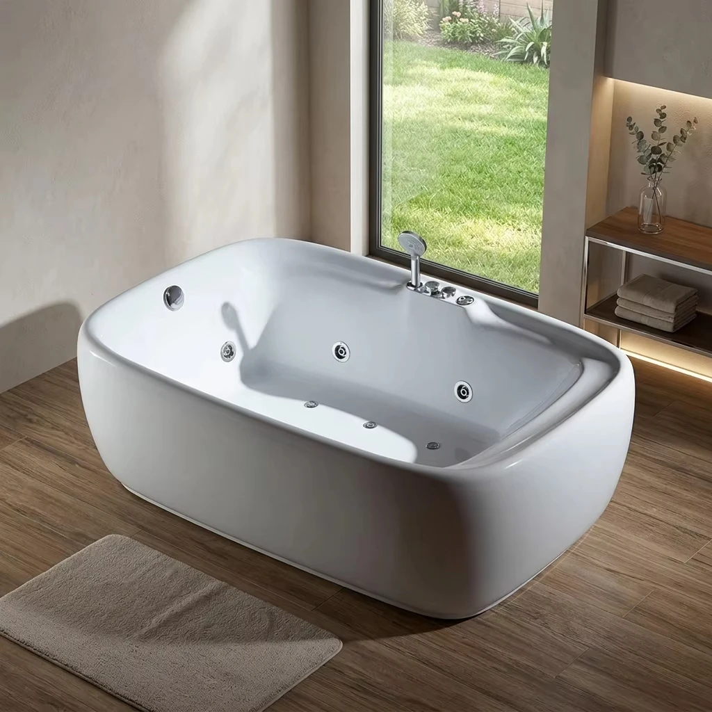 Two Persons Freestanding Acrylic Bathtub Combo Massage (Air Whirlpool) Luxury Hotel Design Wellgems
