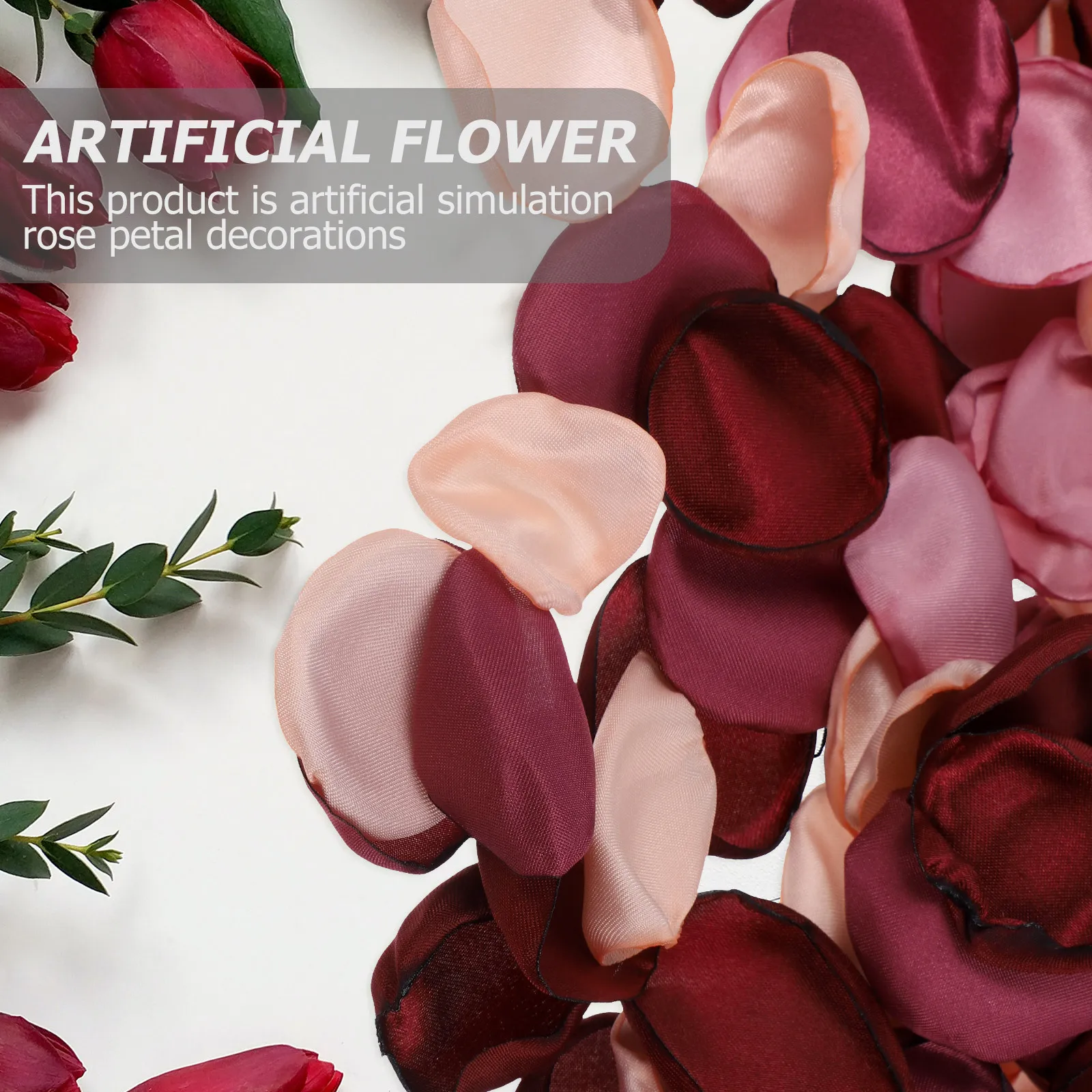 

200pcs Artificial Rose Mixed Color Realistic Smooth Wedding Decorative Flower Petals For Party Proposal Valentine Bed Decoration