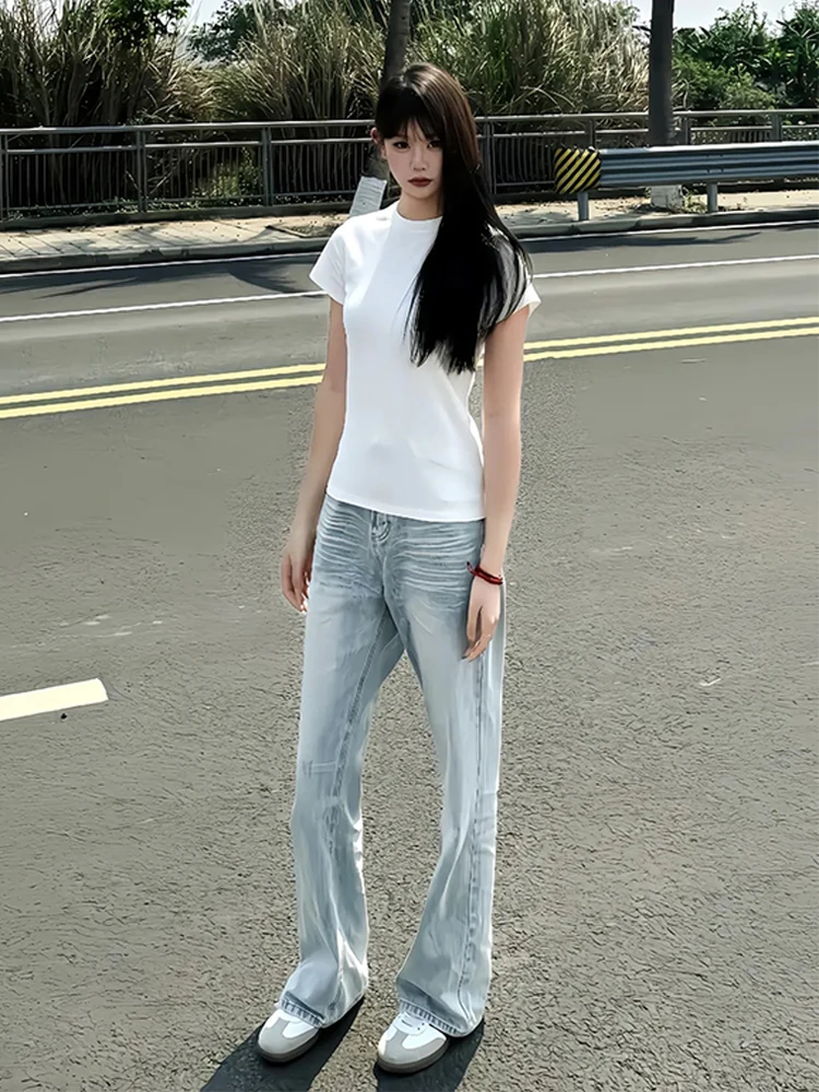 

Мужские джинсы American High Street Vibe, зауженные прямые, со средней посадкой, цвета ледяной синевы, повседневные, для подростков