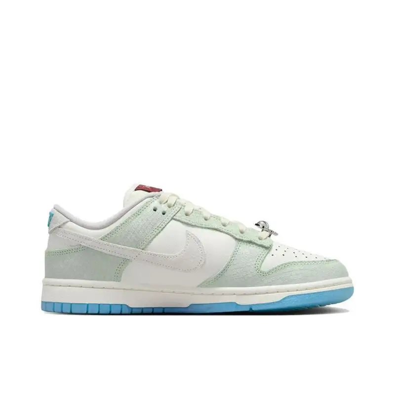 Nike Dunk Low LX Non Slip Casual Trendy Comfortable and Durable Low Top Board Shoes for Women, White Cactus Green