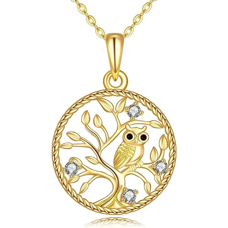 

Huaya Gold Color Owl Tree Branch Design Female Round Pendant Necklace Banquet New Fashion Tide