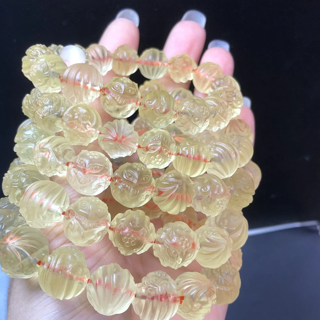 

1 Pc Fengbaowu Natural Citrine Nine-Tailed Fox Bracelet Ball Fox Crystal Reiki Healing Stone Fashion Jewelry Gift For Women