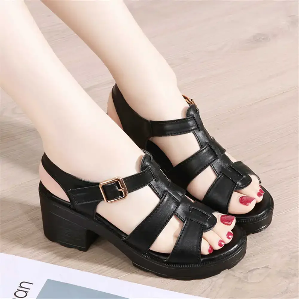 37-38 Wedge Sole Women's Thick Low Heel Minimalist Footwear Round Toe Shoes With Heels Sneakers Sports Krasovki Lofer