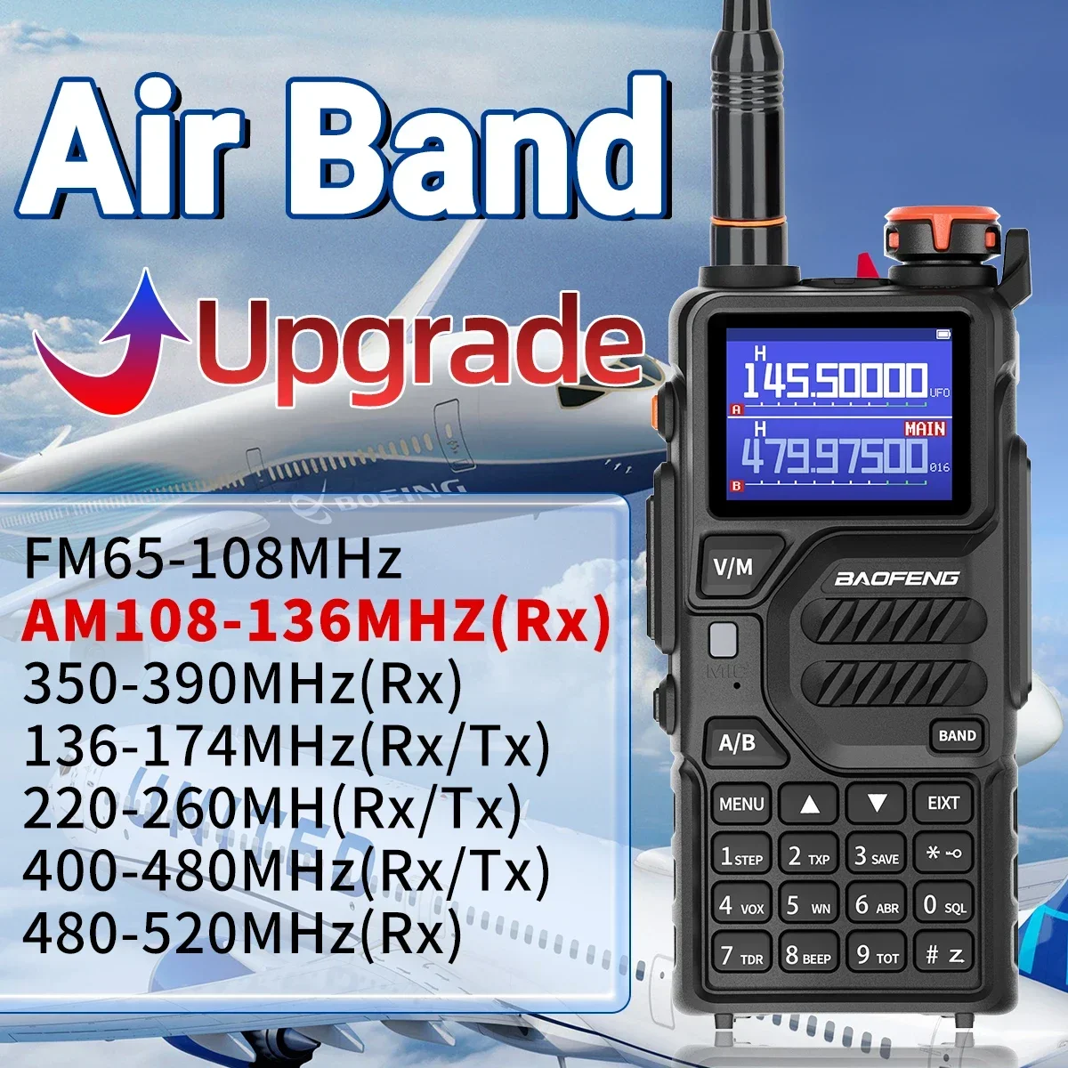 Baofeng UV K5 Plus 10W Walkie Talkie Air Band AM FM Wireless Copy Frequency DTMF Long Range Two Way Radio Type-C UV 5R UV K5 Pro