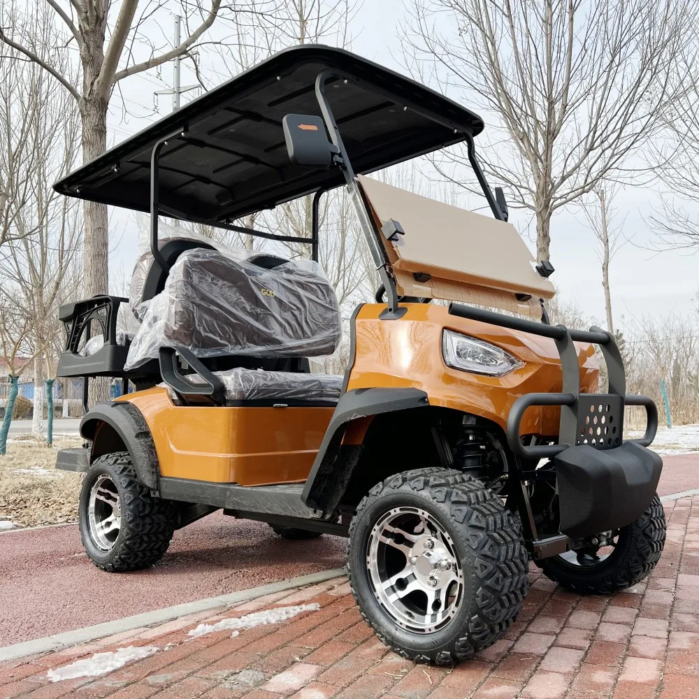 2024 Latest Design 4 Seater Electric Golf Cart Max 120Km 72V/48V Lithium Sound Bar Speaker Electric Golf Cart Club Car