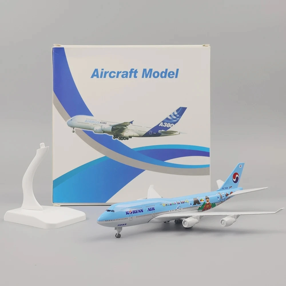 1/400 20CM modello di aereo aereo Boeing 747 corea modello ruota leggera Diecast Plane Collection Airliner Gift