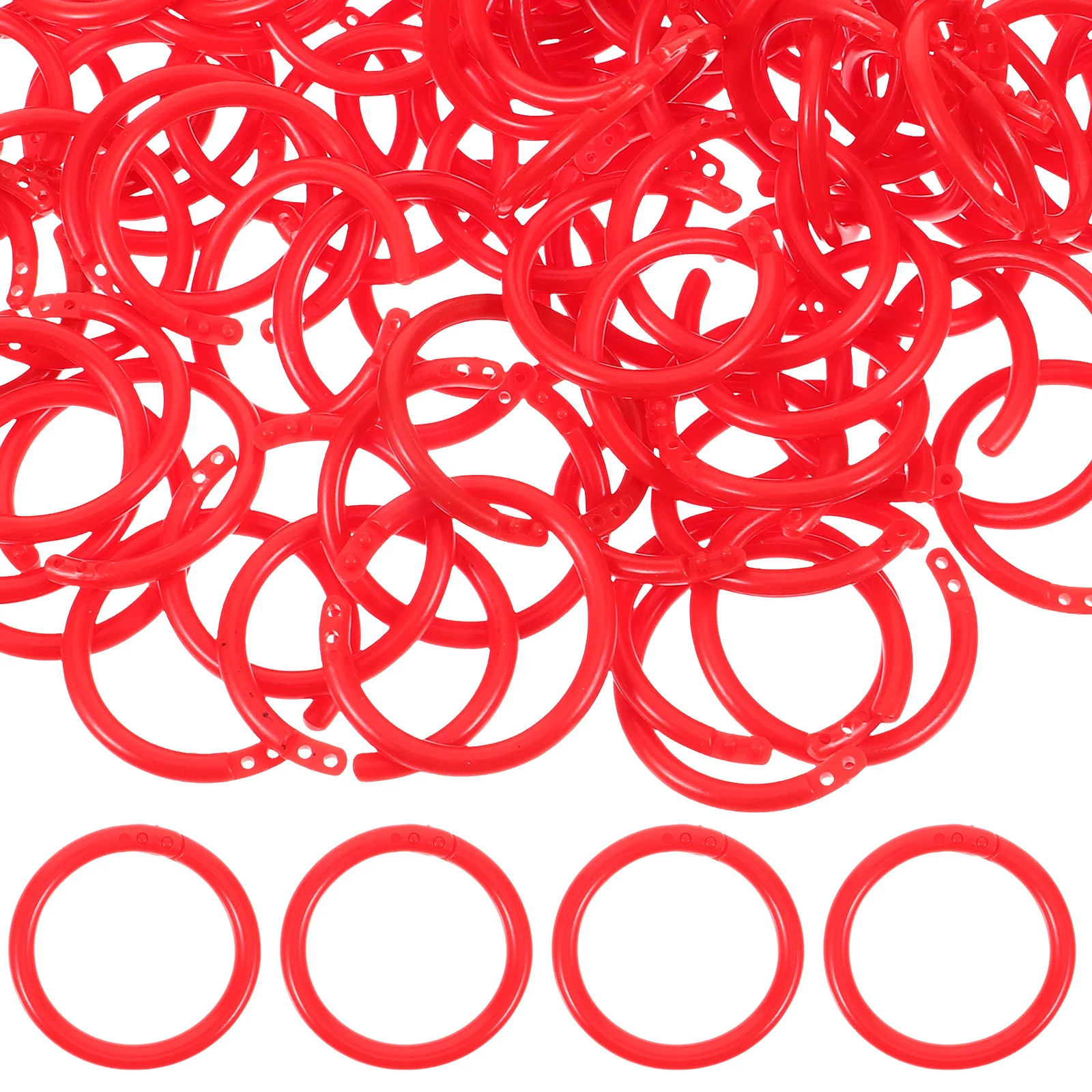 

100pcs Plastic Rings 20mm Red Diameter Easy Open Lock DIY Ring For Flash Cards Scrapbook Notebook Flash Card Binders