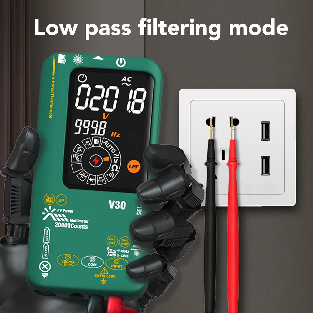 V30 Multimeter with IR Thermometer 19999 Count Display for auto Polarity Indication and OL Overload for Reliable Readings