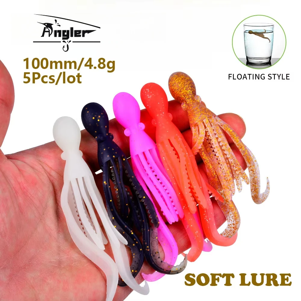 5Pcs/lot Fishing Soft Lure 10cm 4.8g Octopus Squid Bait TPR Material Pesca Wobbler Fishing Tackle For Saltwater Fishing