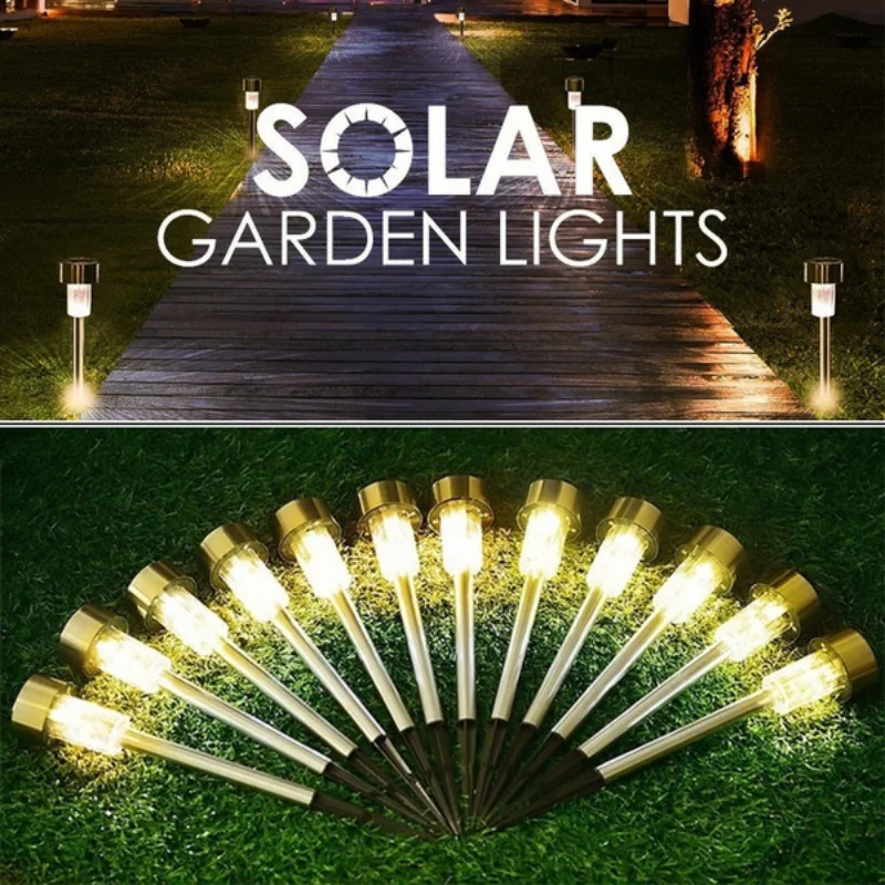 10 PCS impermeável jardim luz solar ao ar livre LED noite lâmpada paisagem gramado iluminação quintal paisagem rua decoração lanternas