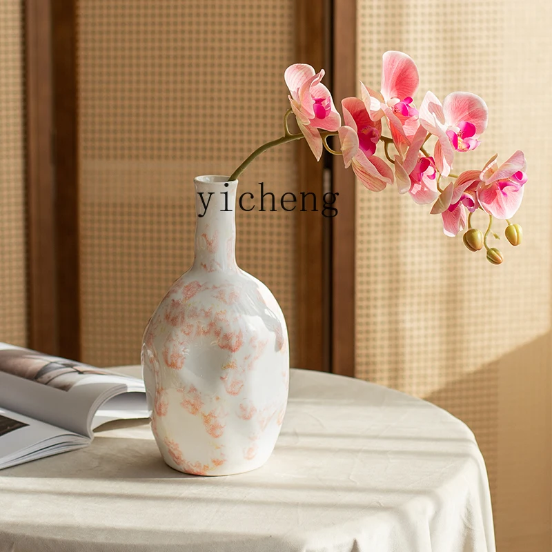 

ZC ceramic vase high-end ornament living room Phalaenopsis flower arrangement dining table decoration retro wabi-sabi wind