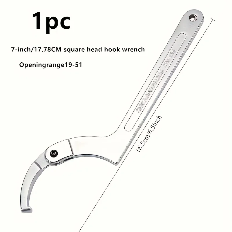 1pc Universal C-Shaped Hook Wrench, CR-V Alloy Steel, Adjustable Opening. Ideal for Square Heads, Cylinder Nuts & Shock Absorber