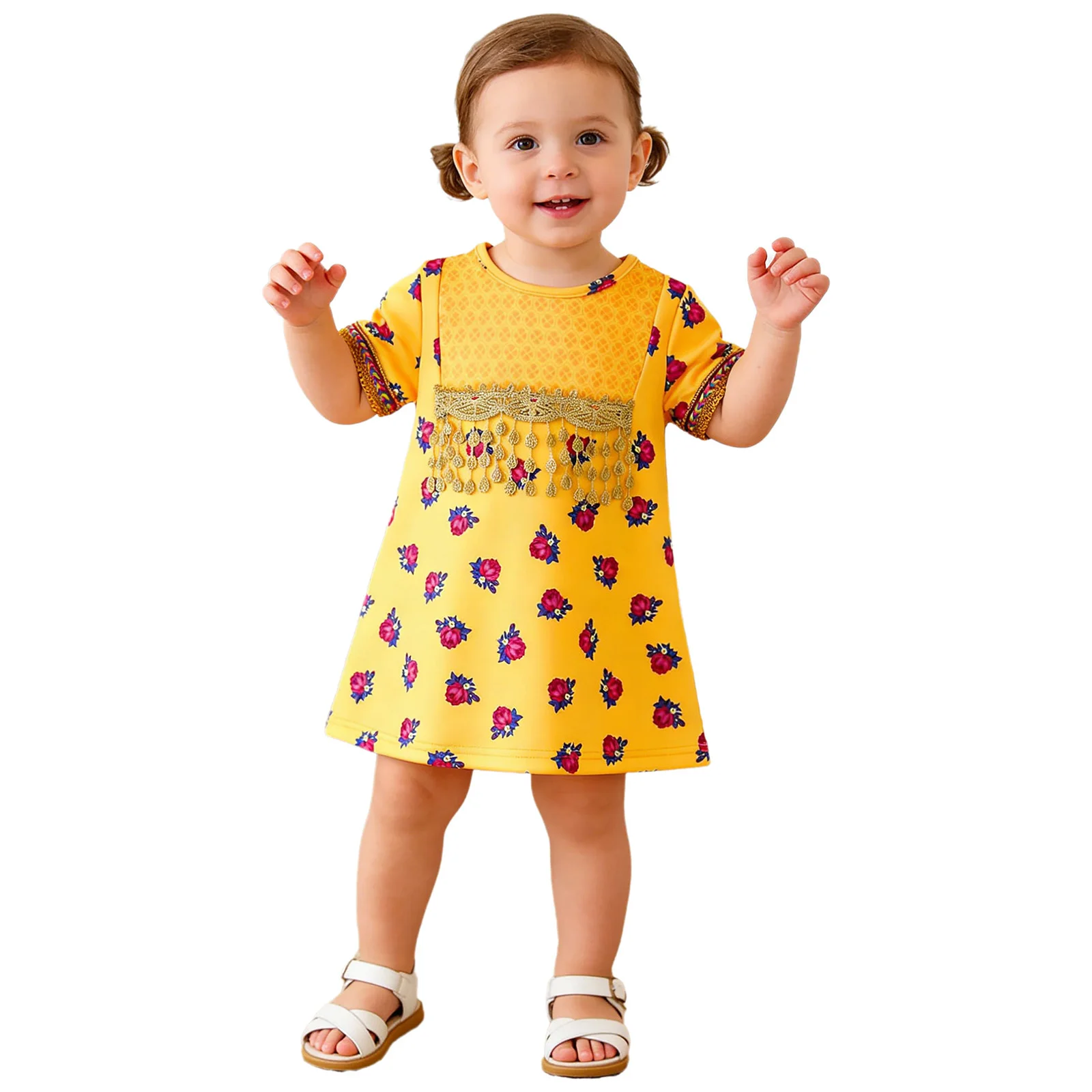 

Платье для девочек в мексиканском традиционном стиле для фиесты, с вышивкой и цветочным принтом, для Синко де Майо, дня рождения, карнавала