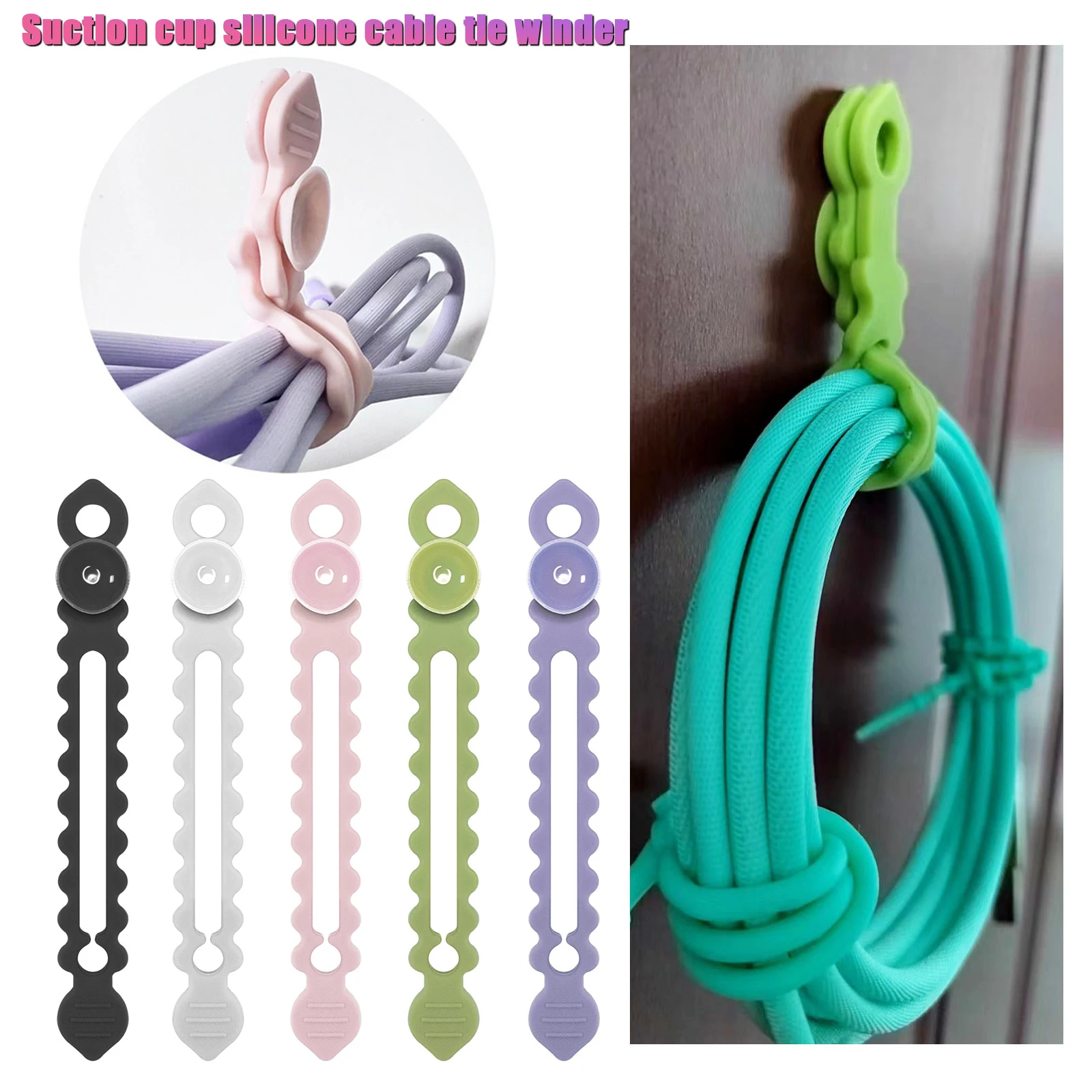 Silicone Cable Straps for Phone Mouse Headphone Charger Wire Organizer Storge Cable Tie Bobbin Winder Earphone Clips Straps Cord