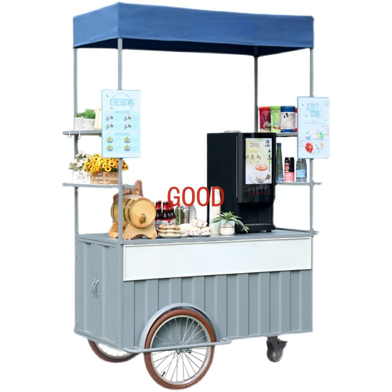 

Outdoor Scenic Spot Sales Pushcart Camper Water Bar Mobile Coffee Car Barbecue Cold Drink Takeaway Food Trailer Cart