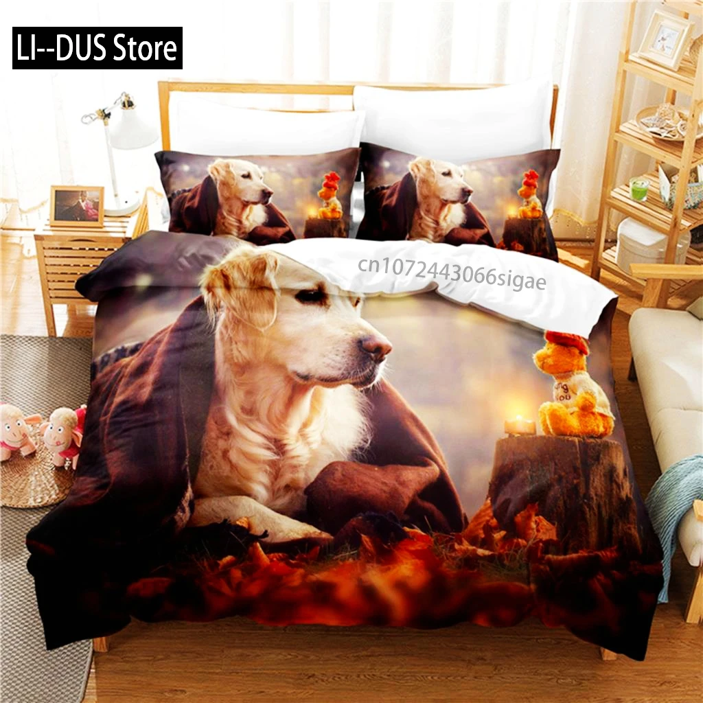 لطيف جرو طقم سرير حاف مجموعة غطاء الفراش 3D الطباعة الرقمية الملكة حجم طقم سرير تصميم الأزياء #3