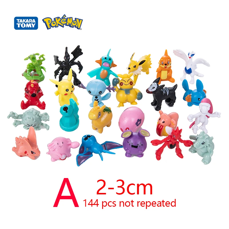 Pokemon Mini Figures 144 2-3cm/250 4-6cm Anime Model Different Styles Cute Doll Toys Pikachu Pokémon Go Children Birthday Gifts