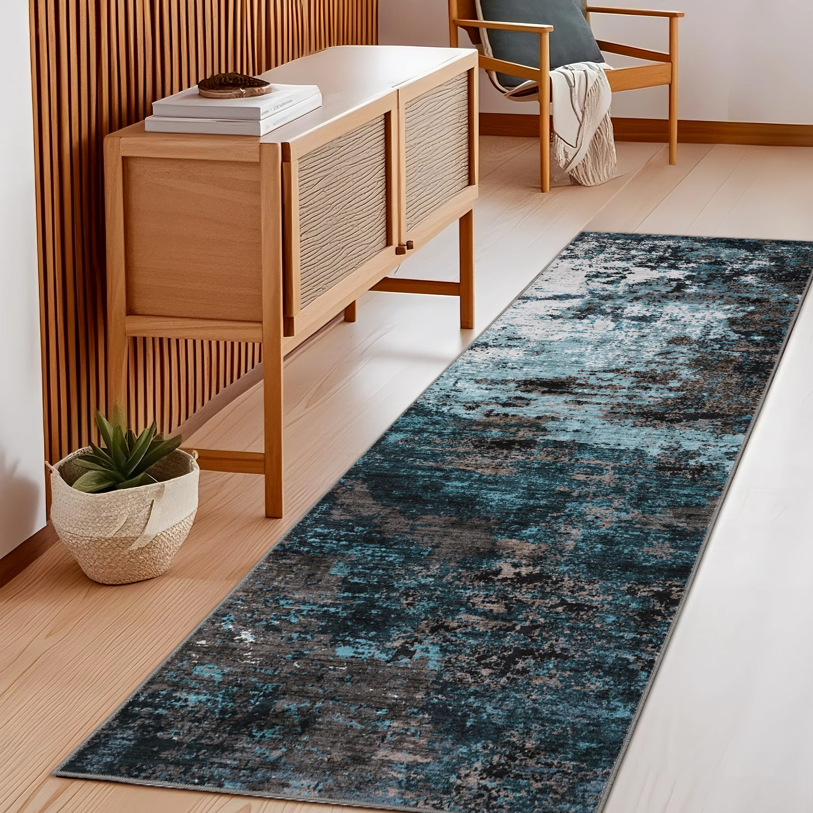 Modern Abstract Large Area Rug 10x13ft – Machine Washable, Collapsible, Non-Shedding, Soft Low Pile Carpet for Living Room & Bedroom – Indoor Floor Mat – Gray Brown – USA Specification