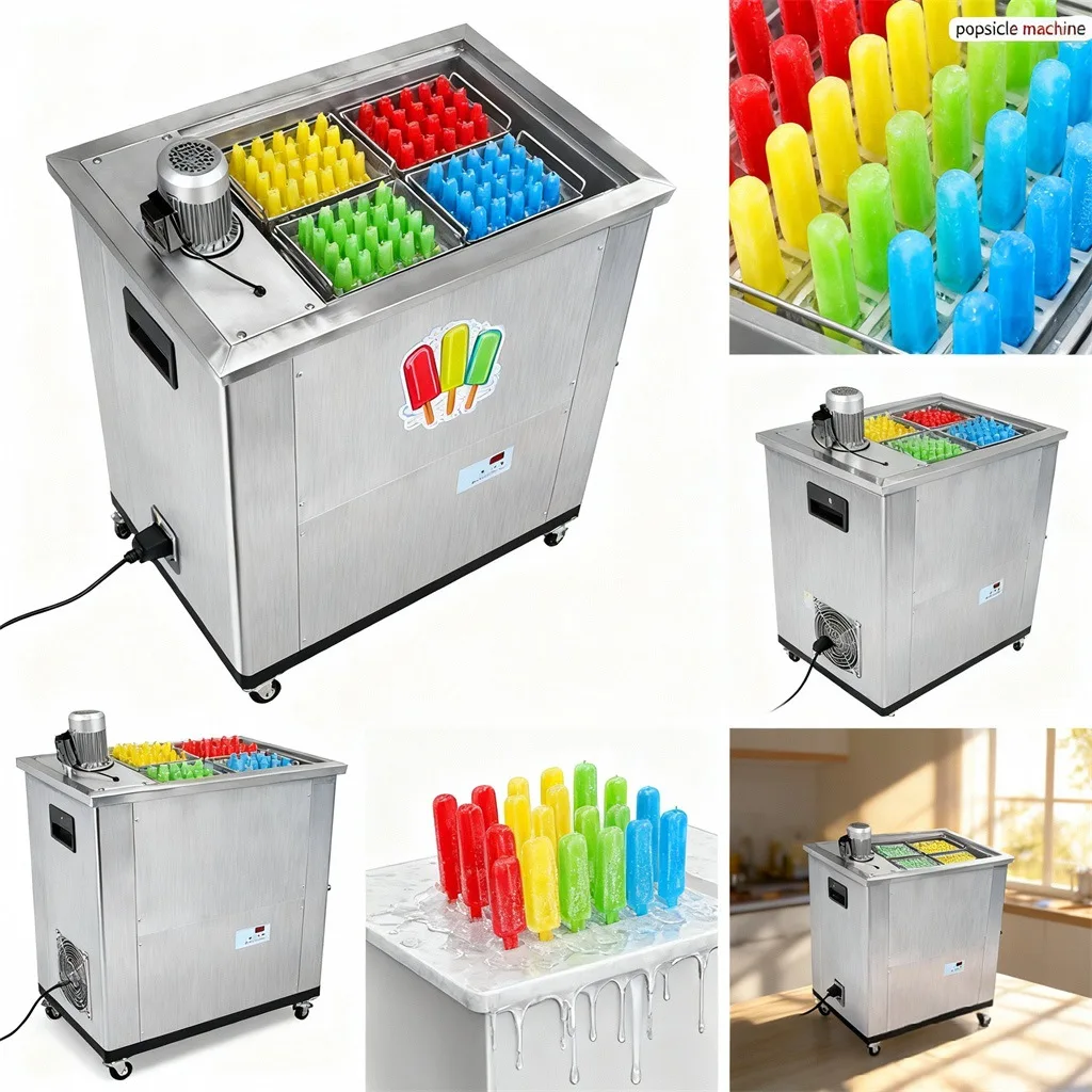 

Factory direct stock of small commercial popsicle machines, 4-mold fruit and milk popsicle and ice cream production equipment.