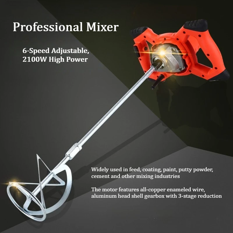 6-Speed Industrial Electric Mixer Pure Copper Motor for Paint Cement Putty Powder Coating