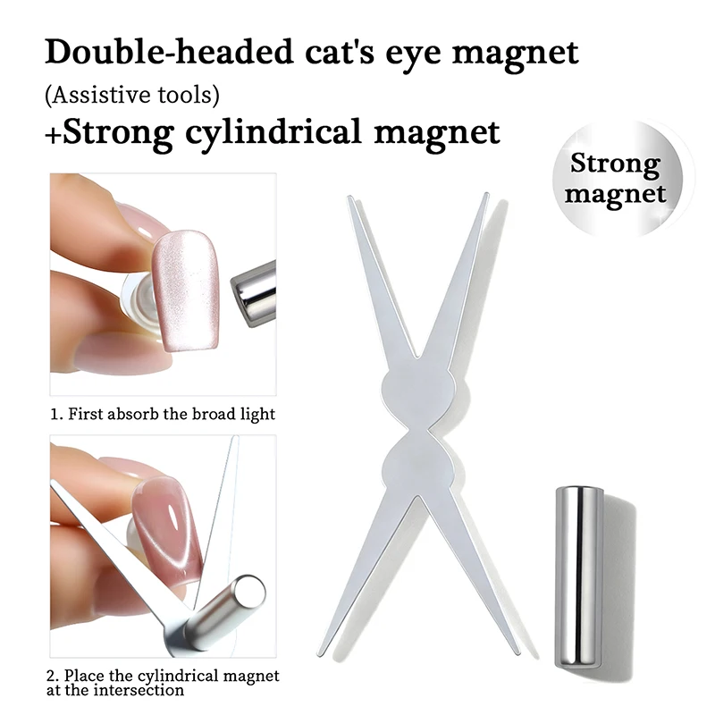 2 In 1 Magnetic Stick Double Head French Cat Eye Nail Magnet Set Big Y-shaped Clip DIY Manicure Gel Polishing Magnet Combination
