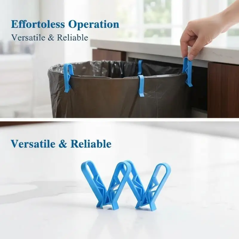 HOT!Trash Can Garbage Bag Clips Anti-Slip Trash Bag Holder Durable Easy Install Fixing Clips for Kitchen Household Office Use