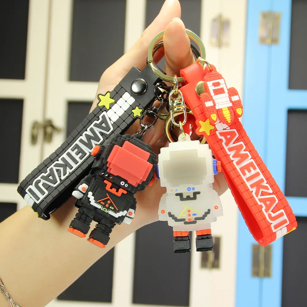 300pcs/lot Large block spaceman keychain doll small gifts wholesale jelly color astronaut key chain accessories