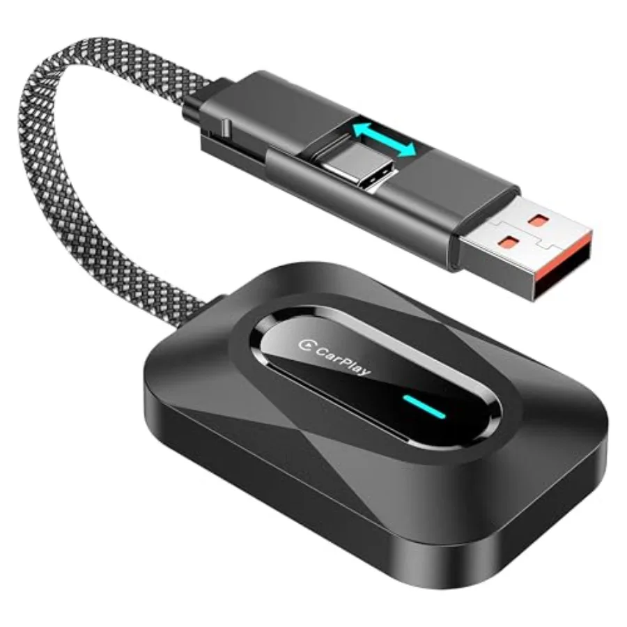 

Wireless CarPlay Adapter for automotive use ABS plastic black 2-in-1 wired-to-wireless dongle with seamless auto-reconnect zero