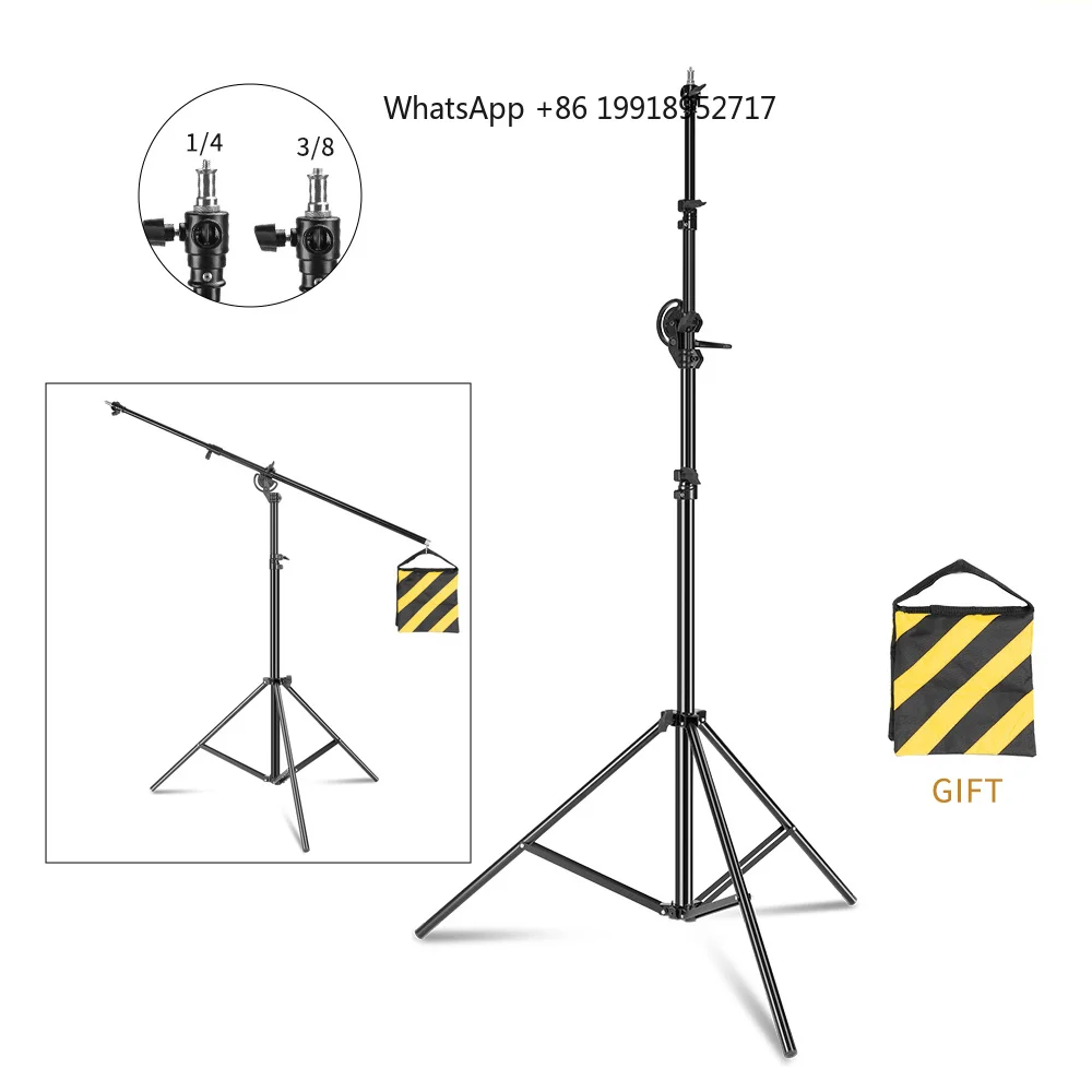 4m/9.1ft photography studio Metal Light Stand Cross Arm With Weight Bag accessory kit retractable cantilever