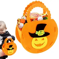 Halloween Pumpkin Candy Bag Felt Cloth Portable Candy Basket Trick Or Treat Kids Gift Packaging Halloween Party Supplies