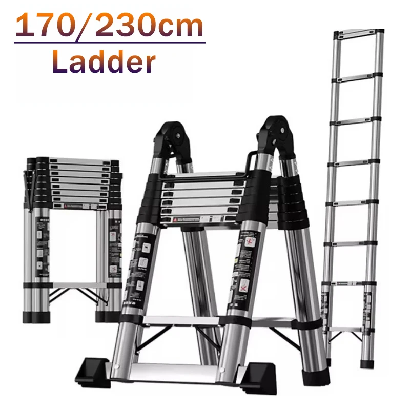 Stainless Steel Telescopic Ladder Multi Home Use Herringbone Ladder Portable Folding Ladder Bamboo Ladder Lifting Step Ladder