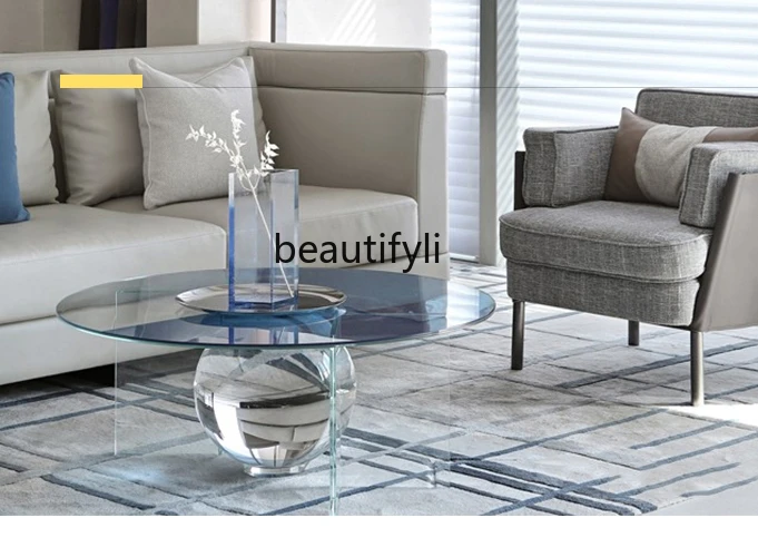 Minimalist Design Creative round Crystal Ball Gradient Acrylic Tea Table Household Hotel Reception Tea Table