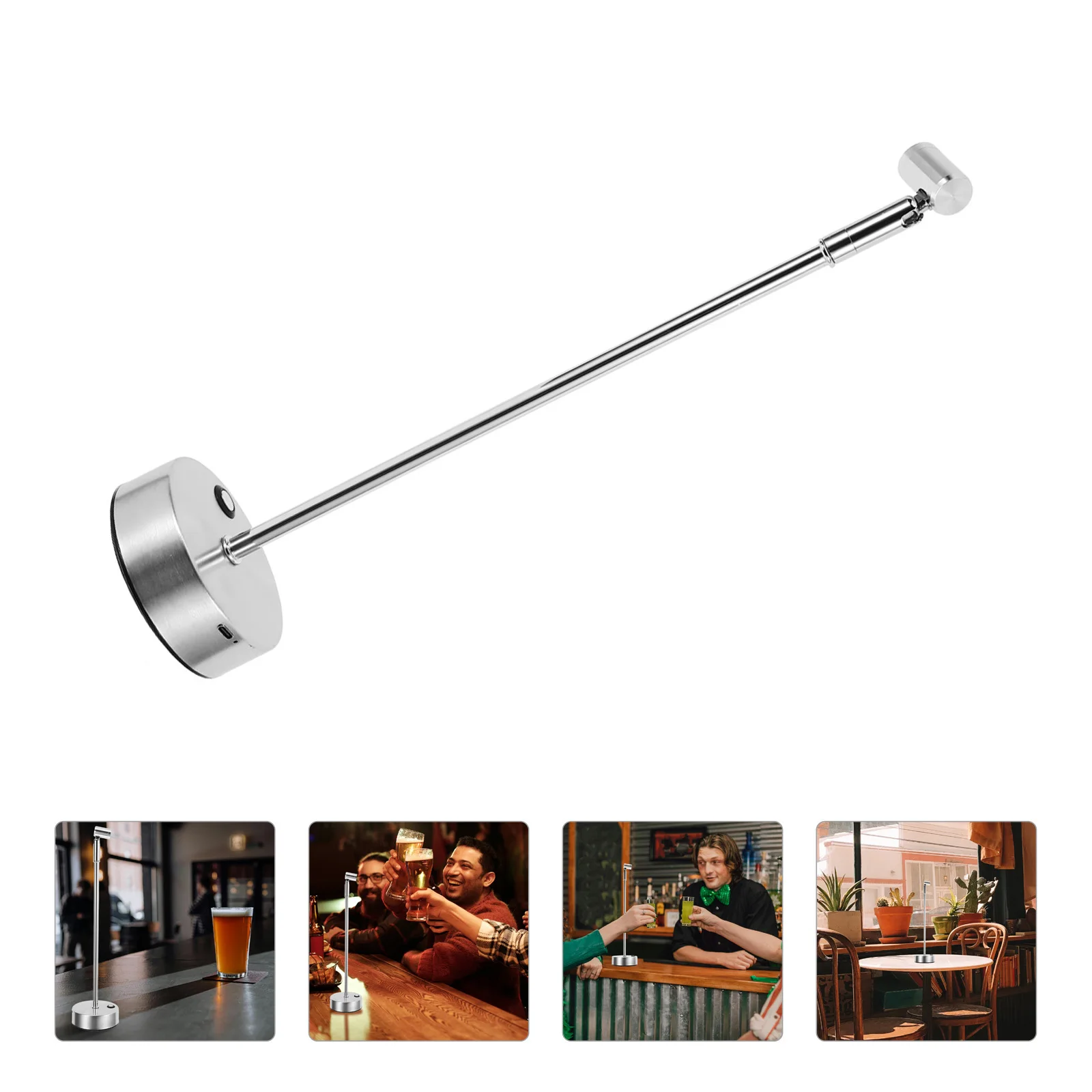 1600mAh Rechargeable LED Desk Lamp Single Red Light Metal High Pole Spotlight for Bars Coffee Shops Warm Comfortable Environment