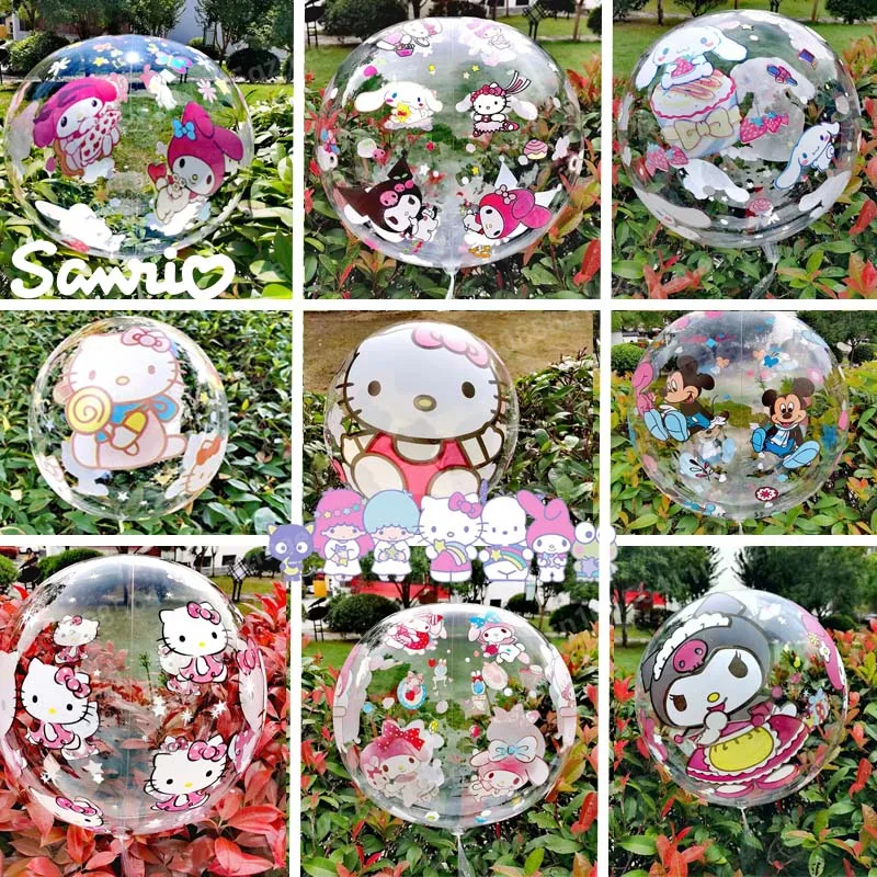 Sanrio Transparent Bobo Ball Double-sided Printed Cartoon Figure Kawaii Kuromi Melody Wedding Holiday Party Supplies Child Gifts