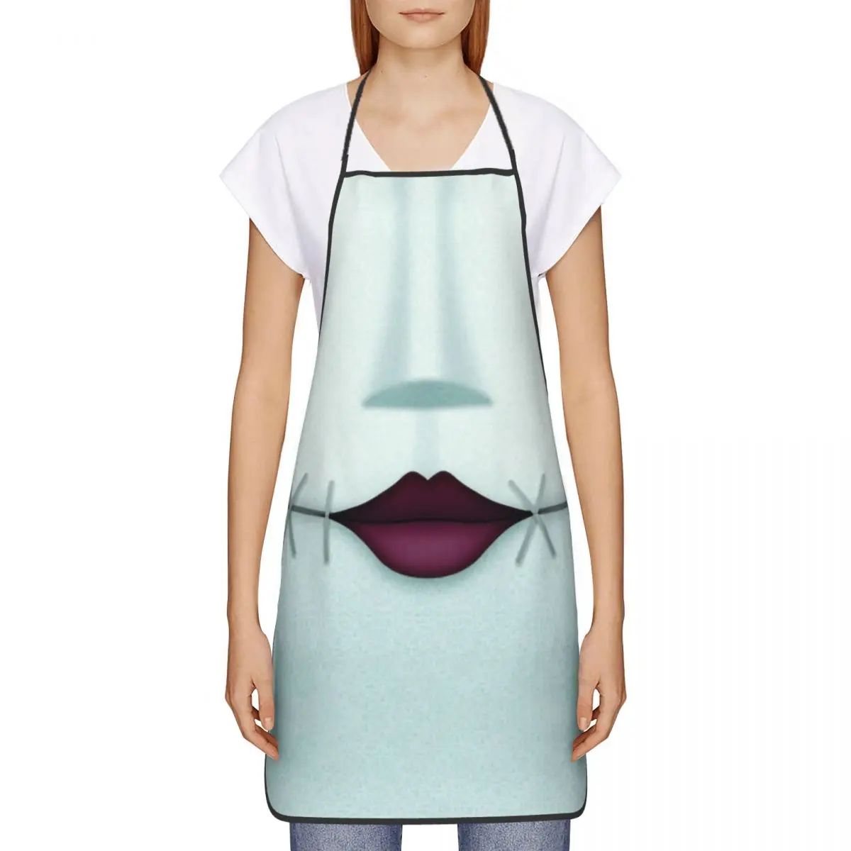 Custom Bib Nightmare Before Christmas Sally Smile Aprons Unisex Chef Kitchen Cooking Halloween Movie Tablier Cuisine Baking