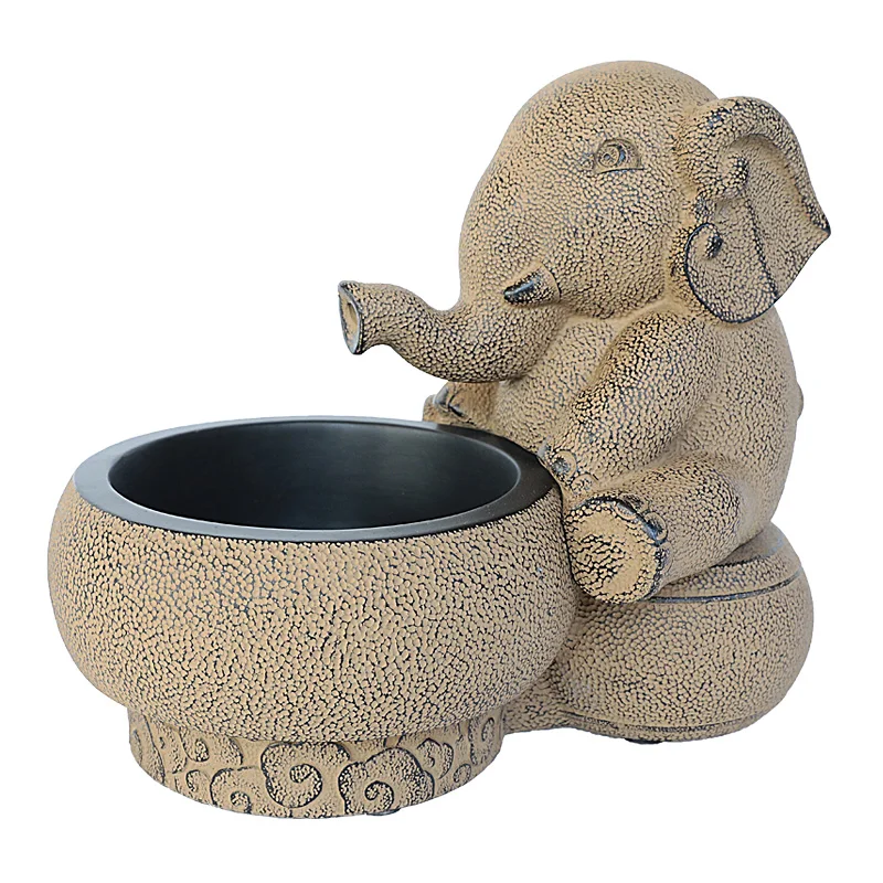 *Chinese elephant flower pot retro resin succulent rockery landscaping creative potted animal flower device