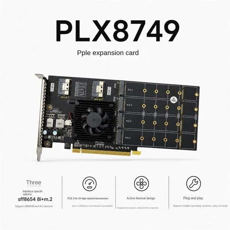 New Arrivals-High-Speed Pcie Extension Card PLX8749 Non-Split Converter Adapter For U. 2 SSD GPU Expansion Cards With
