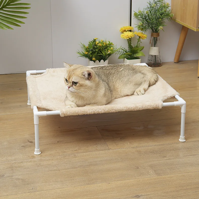 

Cat Dog Marching Bed Removable and Washable in Autumn and Winter Plush Fabric Covered Metal Cat Dog Bed Pet Bed for Small Dogs