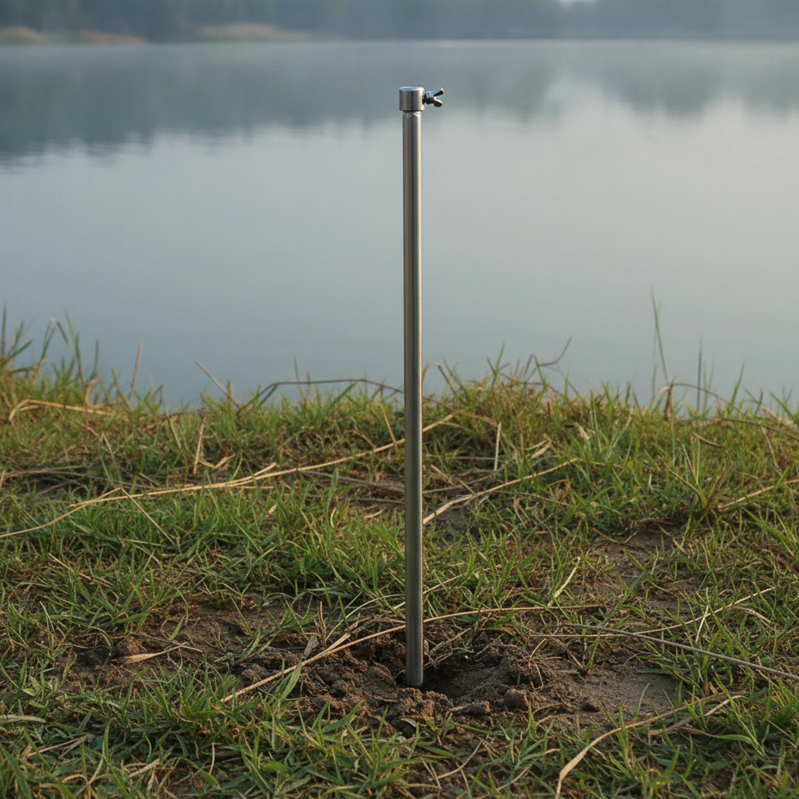 Ground-Insert Support Rod Stainless Steel Stake with Tightening Screw Anchor Rust-Resistant Weatherproof for Anglers
