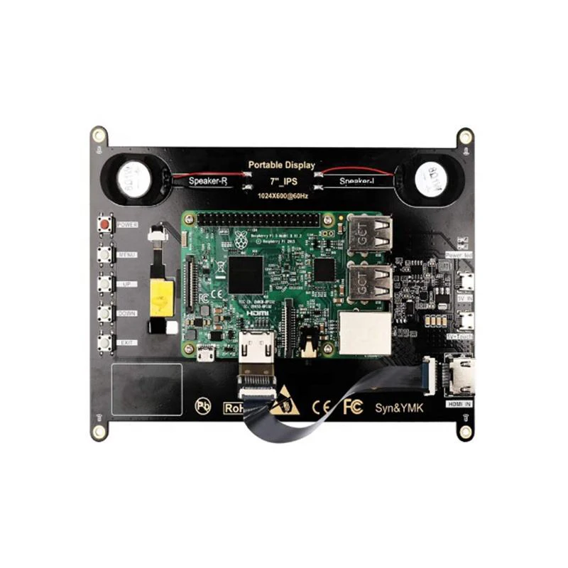 Портативный сенсорный монитор для Raspberry Pi PC, 7-дюймовый емкостный экран, соотношение разрешения 1024x60 0