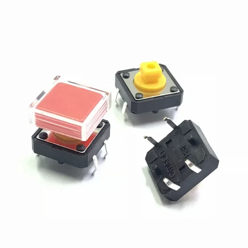 10pcs B3F Tactile Push Button Switch +A14 Color Hat 10pcs + Transparent Cap 10pcs Momentary Tact Touch Micro Switch 12*12*7.3mm